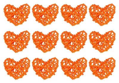Herzförmige Rattan-Kugeln, 12 Stück, 5,5 cm, Vasenfüller, Orange