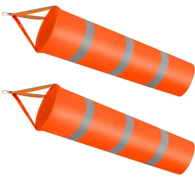 2er-Pack oranger reflektierender Windsack, 0,8 m, Polyester