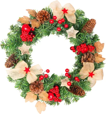 Image de Couronne MagicHome Noël, rouge, 36 cm