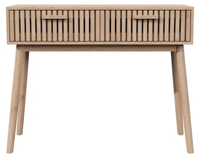 Produktbild von Konsolentisch - Beistelltisch - MDF, 100×35×80 cm, 2 Schubladen, bis 82 kg belastbar, modern, natur