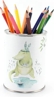 Produktbild von Stiftebecher Dschungeltiere inkl. 12 Dreikant Buntstiften Kinder Stifteköcher Stiftehalter Schreibtisch Organizer Mädchen Junge