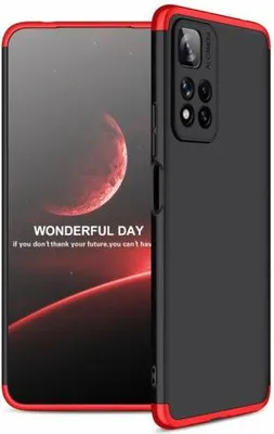 Produktbild von 360 Grad-Case Redmi Note 10 Pro mit 2.5D Glas - Farbe: Schwarz & Rot - Modellkompatibilität: Für Xiaomi Redmi Note 11 Pro