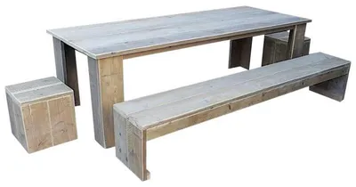 Produktbild von Gartenmöbel-Set Texel, Tisch 160x80 + 2 Picknickbänken