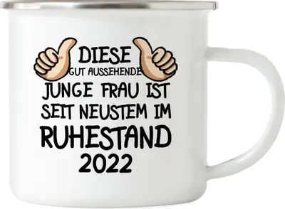 Produktbild von Rentnerin 2022 Emaille Tasse Rente Lustig Spruch Ruhestand Rentner Pension