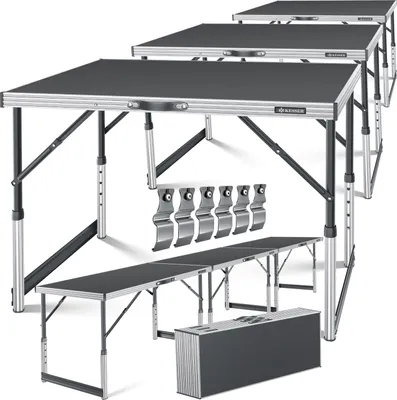 Produktbild von KESSER® Multifunktionstisch Profi 3- teilig, 100 x 60 cm, Tapeziertisch 30kg Tragkraft je Tisch Mit Ausziehfunktion Klapptisch Flohmarktisch Beistelltisch Mehrzwecktisch Campingtisch höhenverstellbar