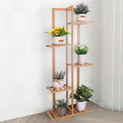 Produktbild von FATIVO Pflanzenregal Holz 6 Ebenen, Blumenständer Mehrstöckig Pflanzentreppe Blumenregal für Balkon Wohnzimmer Café Deko, 40×20×102 cm