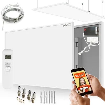 Image de Ensemble de panneaux de chauffage infrarouges CRONOS Graphene PRO CGP-300TWP, couleur blanche, avec support de plafond