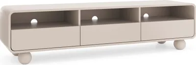 Produktbild von BETTSO RTV ALVION 180 cm Schrank – Eleganter TV-Schrank mit Push-to-Open-System und kugelförmigen Beinen in Kaschmir