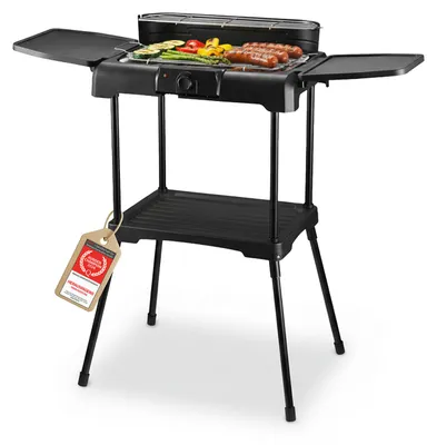 Produktbild von TZS First Austria - 2-in-1 Elektro-Standgrill - 2200W - Tischgrill mit Temperaturregler & Warmhalterost