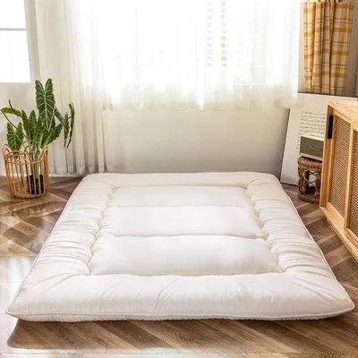 Produktbild von Famanu Futonmatratze Extra Dick - Faltbare Schlafmatte - Atmungsaktive Bodenmatratze - Off-White - 90x190 cm