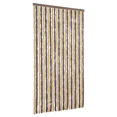 Image de Rideau anti-mouches marron foncé et beige 100x220 cm chenille