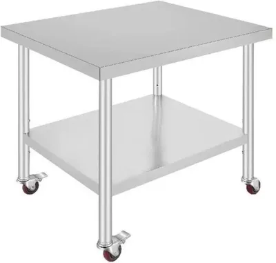 Zdjęcie produktu dla Stół roboczy kuchenny ze stali nierdzewnej, srebrny - 95x61 cm - na kółkach