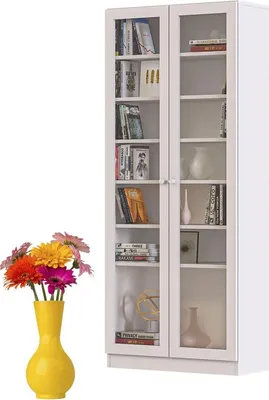 Produktbild von Bücherregal, 2 Glastüren, Weiß, Modern, 80x190 cm