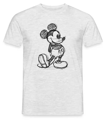 Produktbild von Mickey & Minnie Zeichnung Männer T-Shirt, M, Grau meliert