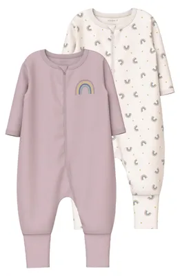 Image de Name IT - Ensemble pyjama 2 pièces pour femmes, modèle Nbfnightsuit, fermeture éclair, motif "Jet Rainbow", référence Noos, couleur Jet Stream, taille 68 EU
