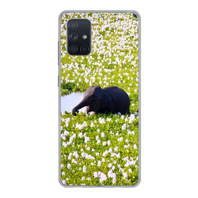 Produktbild von MuchoWow® Handyhülle Schutzhülle Hülle für Samsung Galaxy A51 5G Elefant - Wasser - Pflanzen - Grün - Natur - Tiere Silikon Softcase Handy Hülle - Abbildung
