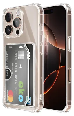Produktbild von Avizar, Hülle mit Kartenfach und Stoßecken für Apple iPhone 16 Pro Max, Transparent