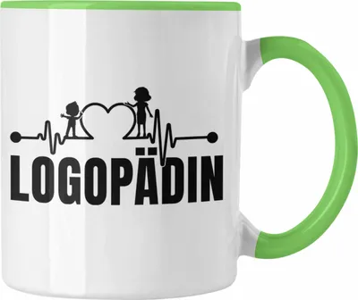 Produktbild von Trendation - Logopädin Herzschlag Tasse Geschenk Logopädie Logopäde (Grün)
