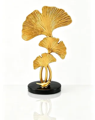 Imagen del producto de Omgoods - Escultura de hoja de ginkgo - Adorno moderno de resina para decoración de interiores