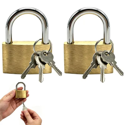 Produktbild von Hangschlösser Messinggehäuse 32 mm, 2 Stück, korrosionsbeständig, für Gepäck