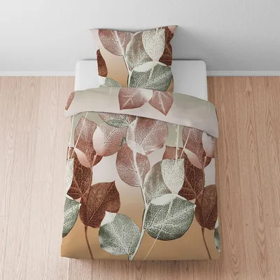 Produktbild von Biberna Feinbiber Bettwäsche Blätterranke gold 155x220 cm + 80x80 cm