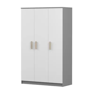Produktbild von Kinder-Kleiderschrank Drehtürenschrank 120 cm JONAS 19 Grau/Weiß mit Sonoma Griffe