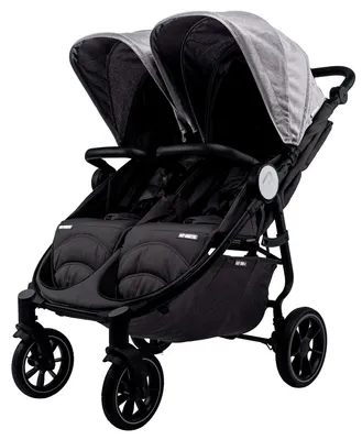 Produktbild von Baby Monsters Easy Twin 4 Texas Zwillingskinderwagen grau, kompakt, klappbar, mit XL-Verdeck und Allradfederung