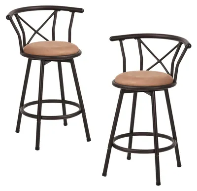 Immagine prodotto di Set di 2 sgabelli da bar, stile industriale, con seduta imbottita e altezza regolabile, girevoli
