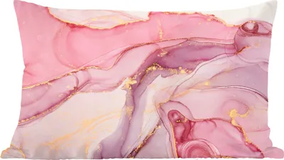 Produktbild von MuchoWow® Zierkissen Sofakissen Wohnzimmer Dekokissen 60x40 cm Gold - Marmor - Rosa - Kopfkissen - Polster mit Foto