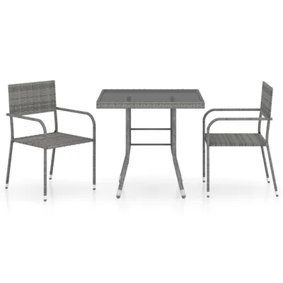 Produktbild von vidaXL 3-tlg. Garten-Essgruppe Poly Rattan Anthrazit und Grau