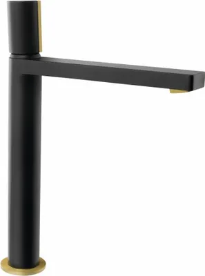 Zdjęcie produktu dla Bateria umywalkowa KAISA, wysoka, chrom, 235 mm, czarny/złoty mat