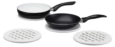 4 Bambus-Untersetzer, rund, 20 cm Ø, weiß, Tischschutz