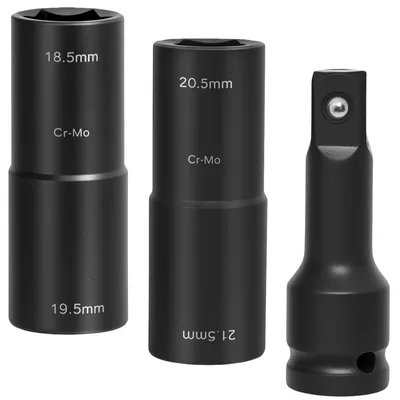 Imagen del producto de Juego de llaves de impacto de doble cabeza, 18,5/19,5/20,5/21,5 mm, de 3 piezas, para cambio de neumáticos de automóviles