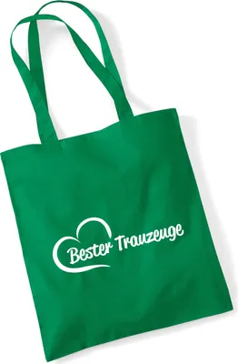 Produktbild von Huuraa Jutebeutel Bester Trauzeuge Herz 10 Liter Kelly Green Baumwolle Tasche Geschenkidee
