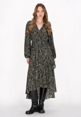 Image de Robe pour femme SAPORTA - motif fleur noire, taille XL