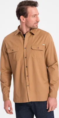 Zdjęcie produktu dla Ombre Clothing Koszula męska z długim rękawem Siveril camel L