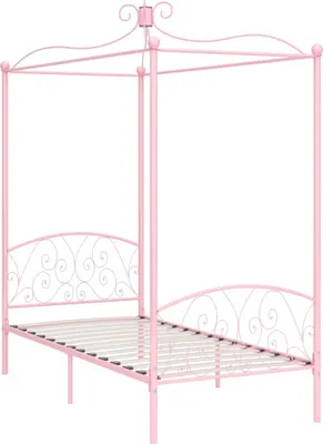 Obrázek produktu pro vidaXL Rám postele s baldachýnem Pink Metal 100 x 200 cm