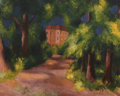 Zdjęcie produktu dla August Macke obraz drukowany - Czerwony dom w parku, 1914 (40 x 50 cm)