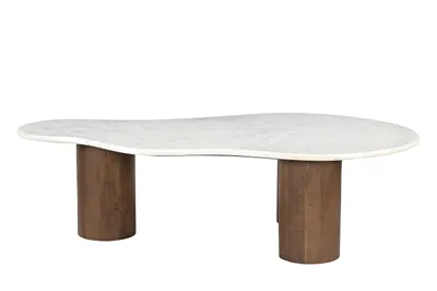 Produktbild von SIT Möbel Couchtisch | Tischplatte Marmor weiß | Füße Mango massiv braun | B 135 x T 80 x H 40 cm | 14788-30 | Serie RONDURA