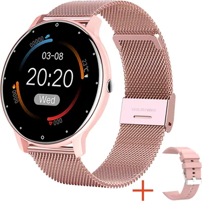 Produktbild von TPFNet Smartwatch mit Milanaise Armband + Silikon Armband - individuelles Display - Smart Watch Armbanduhr - Modell SW6 - Rosa