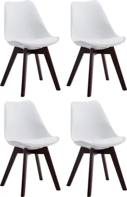 Produktbild von 4er Set Besucherstühle HLO-CP2 Walnuss Kunstleder  weiß