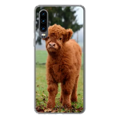Produktbild von MuchoWow® Handyhülle Schutzhülle Hülle für Huawei P30 Scottish Highlander - Kalb - Gras Silikon Softcase Handy Hülle - Kartenbesitzer