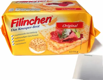 Produktbild von Filinchen Original Knusperbrot (75g Packung) + usy Block