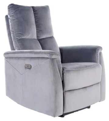 Image de Fauteuil de relaxation inclinable en velours - Gris - L 96 cm x l 57 cm