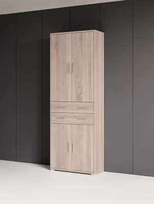 Produktbild von Aktenschrank "Clermont" in Sonoma/Eiche mit 2 Schubladen und 4 Türen. Abmessungen (BxHxT) 79,1x221,2x35 cm