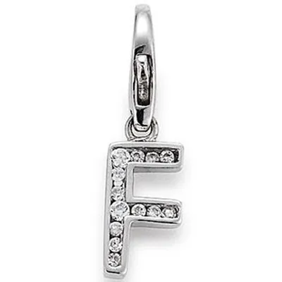 Produktbild von GOOIX GXC310 Charms Damen Charm Silber Buchstabe F Zirkonia weiß