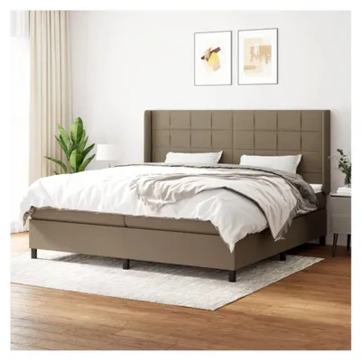 Produktbild von Lattenrost mit Matratze, Taupe, 200 x 200 cm, Stoff, Plattformbett mit Lattenhalter, einfache Montage für Schlafzimmer, Erwachsene
