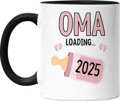 Produktbild von Oma Loading 2025 Tasse Schwarz Geschenk Werdende Oma Babynews Mit Ladebalken Schwangerschaft Geschenkidee