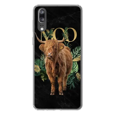 Produktbild von MuchoWow® Handyhülle Schutzhülle Hülle für Huawei P20 Zauberspruch - Schottischer Hochländer - Pflanzen Silikon Softcase Handy Hülle - Hardcover