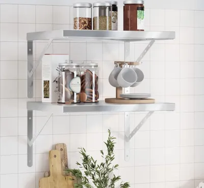 Obrázok produktu pre Maison Exclusive – nástenné police, 2 ks, 50 x 40 cm, strieborná nerezová oceľ